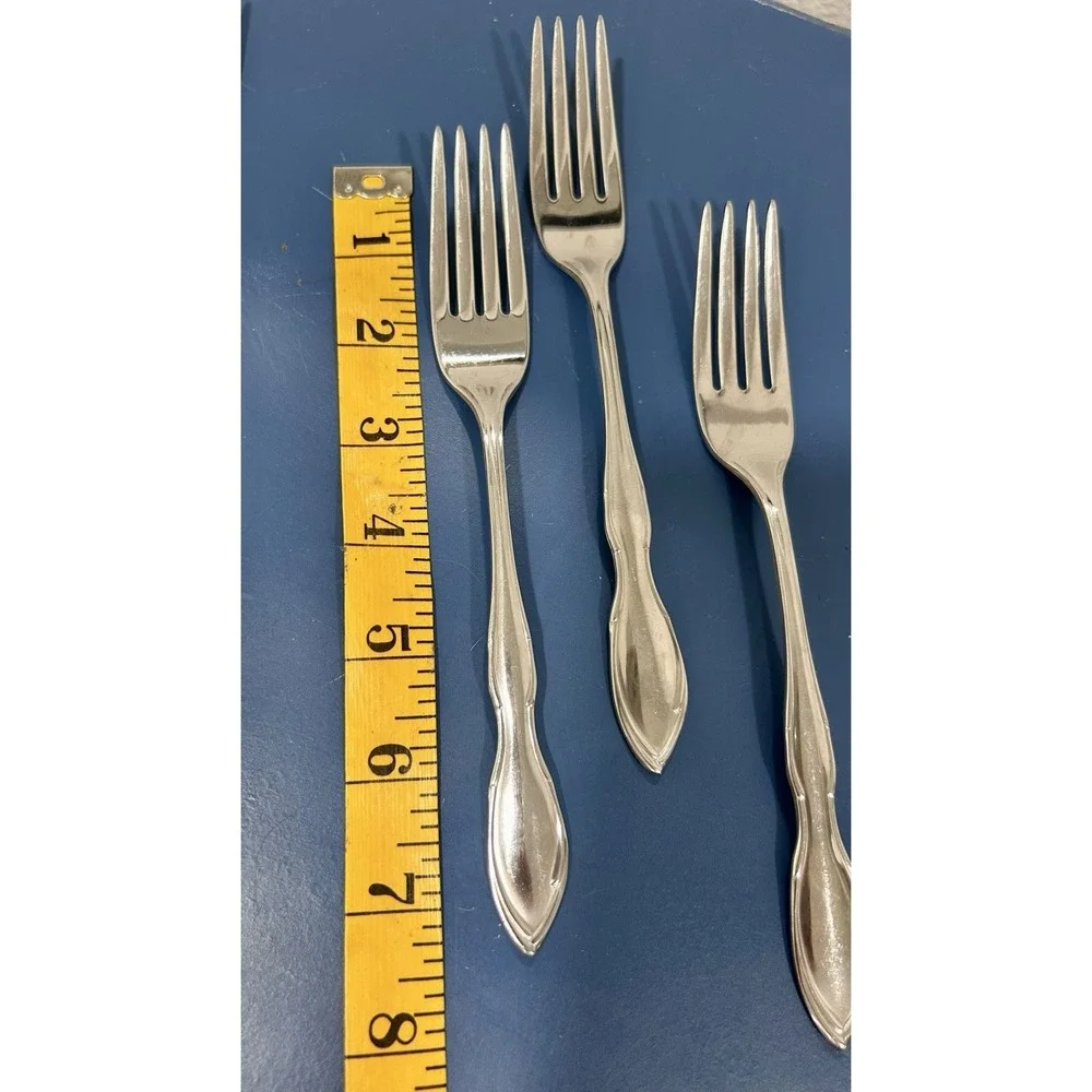 Gorham Stegor USA‎ CHANSON Stainless Dinner and Salad Forks Lot 8 pcs Flatwear